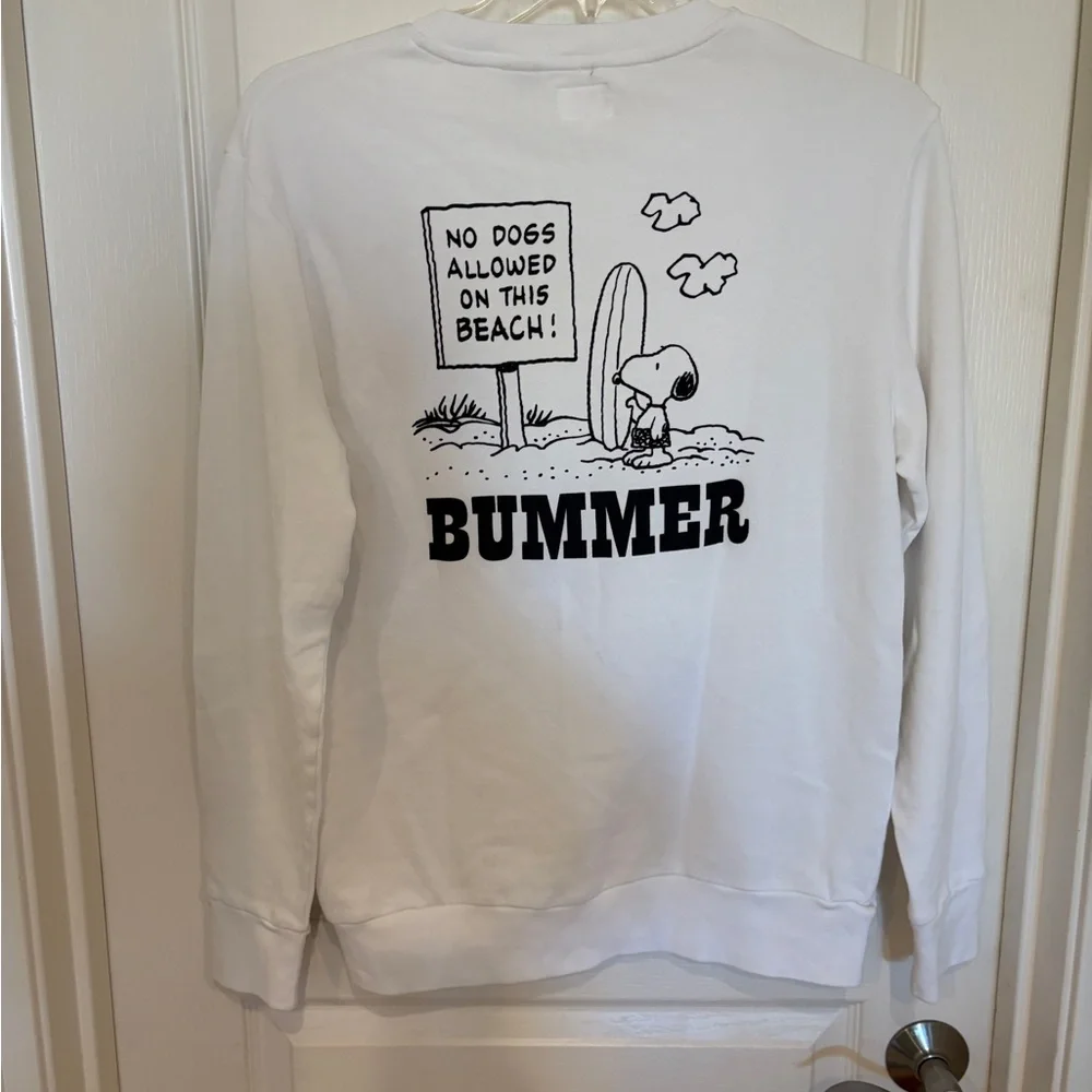 Levi's Snoopy Sweatshirt Size Medium Peanuts‎ Surfboard Beach No Dogs Allowed